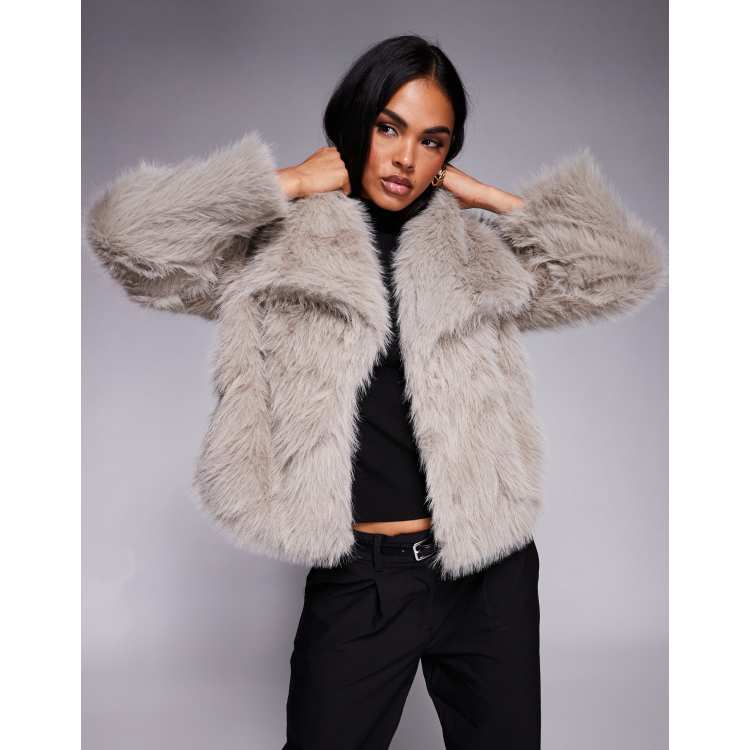 Princess Polly Wayland faux fur oversized collar detail wide