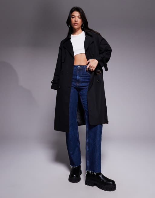 Princess Polly Westwind double breasted belted midi trench coat in black, 2 of 4
