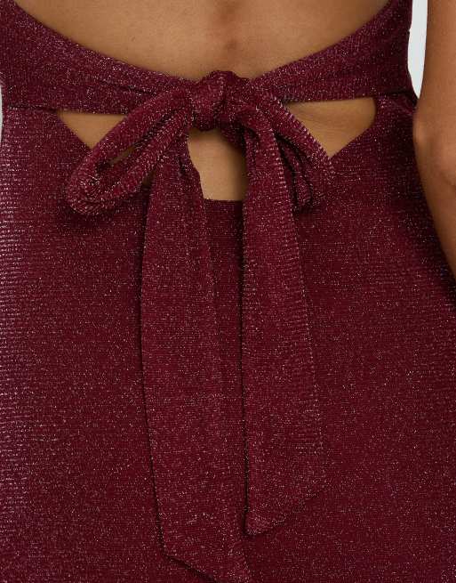 Princess Polly Wild Bunch shimmer cowl halterneck backless tie detail ...