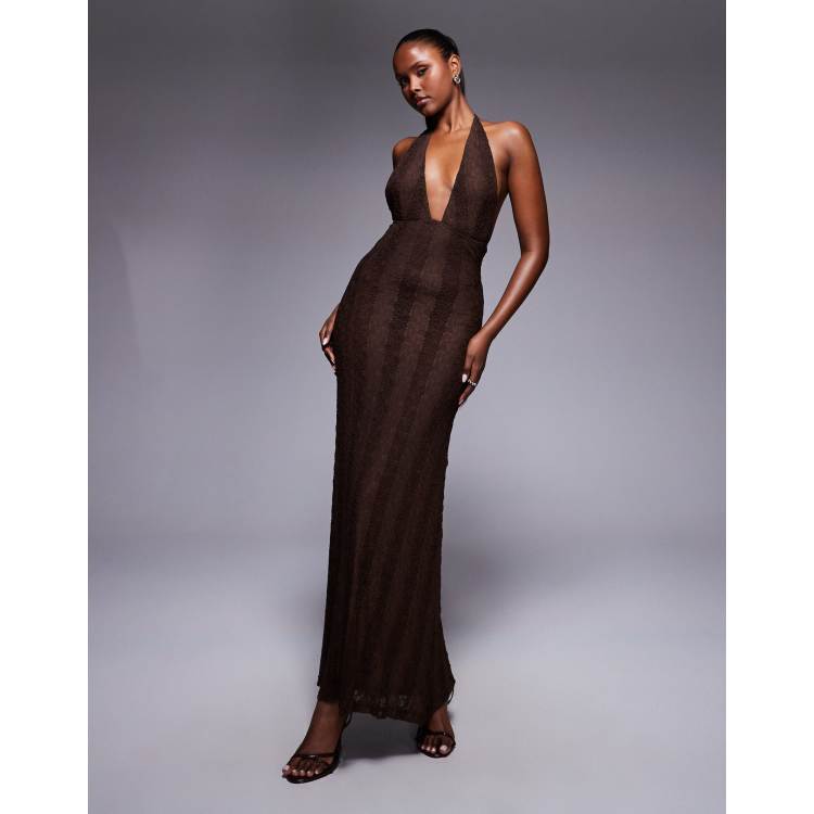 karlotta lace bias maxi dress brown Karlotta Lace Bias Maxi Dress Brown