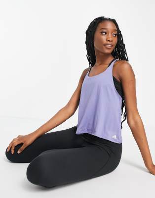 Майки и топы Припудренно-синий топ с ремешками на спинке adidas Yoga-Голубой