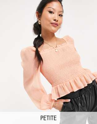 Топы Присборенная блузка розового цвета ASOS DESIGN Tall-Розовый цвет