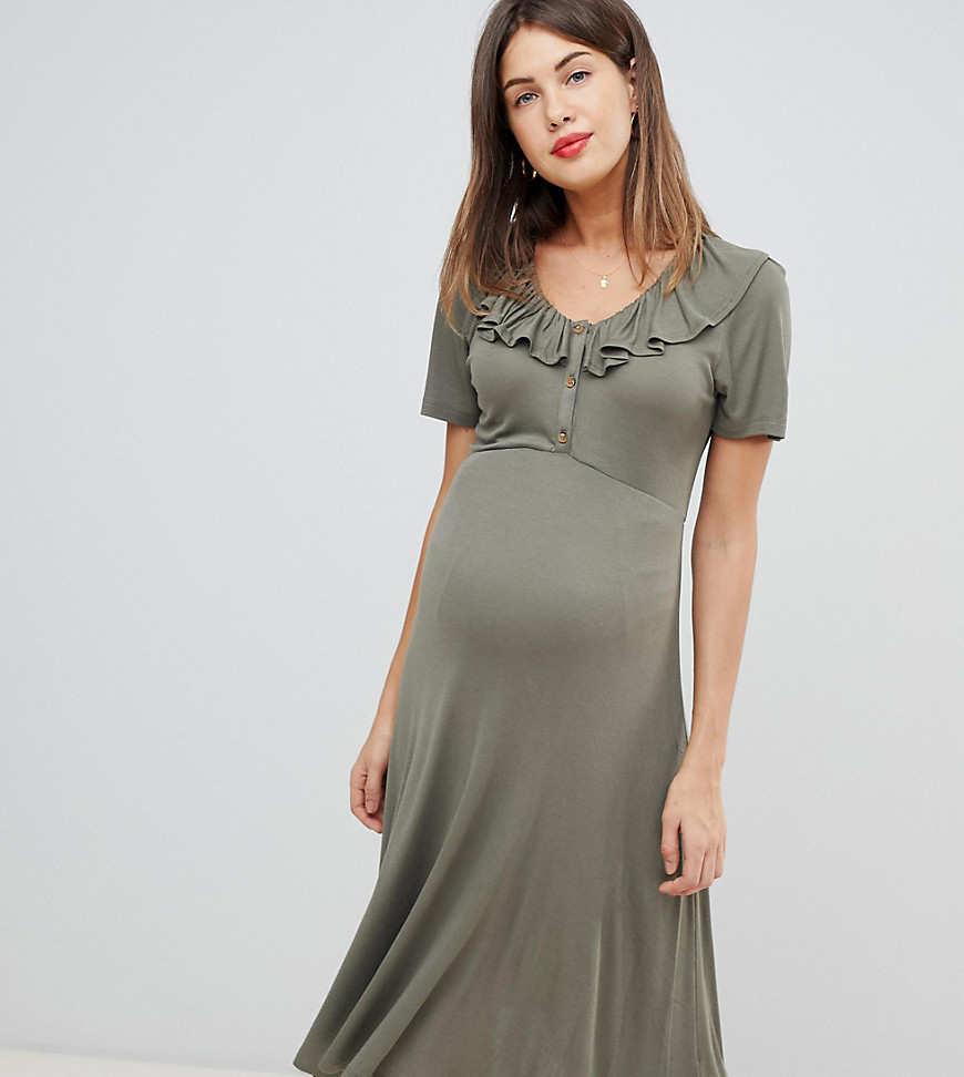 фото Приталенное платье миди для кормящих мам asos design maternity-зеленый asos maternity - nursing