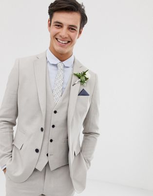 фото Приталенный льняной пиджак french connection wedding-серый