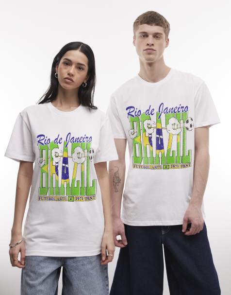 PRNT Brazil football graphic relaxed fit t-shirt in white - view 1