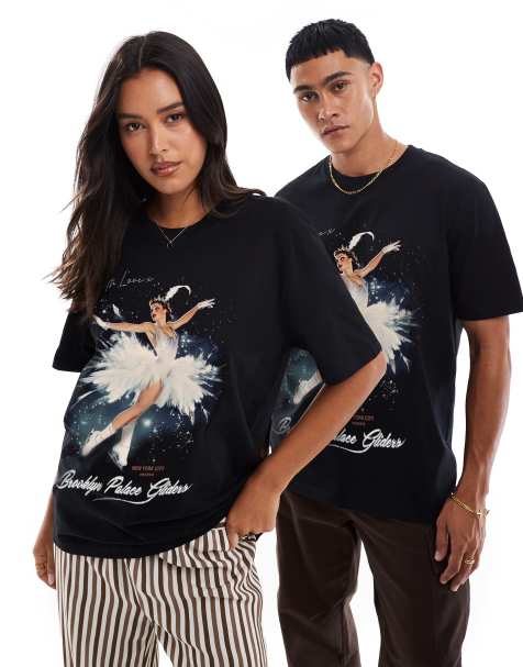 PRNT Brooklyn palace gliders front print relaxed t-shirt in black - view 1