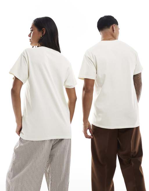 PRNT Chamonix front print washed t-shirt in ecru overdye , 4 of 4