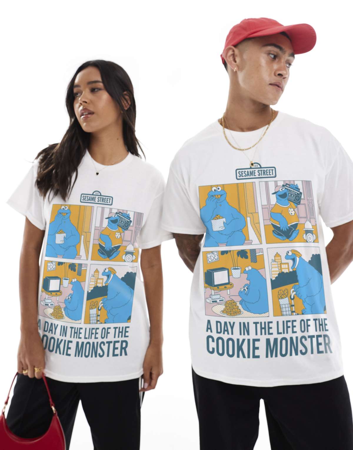 PRNT Cookie monster day in the life t-shirt in white