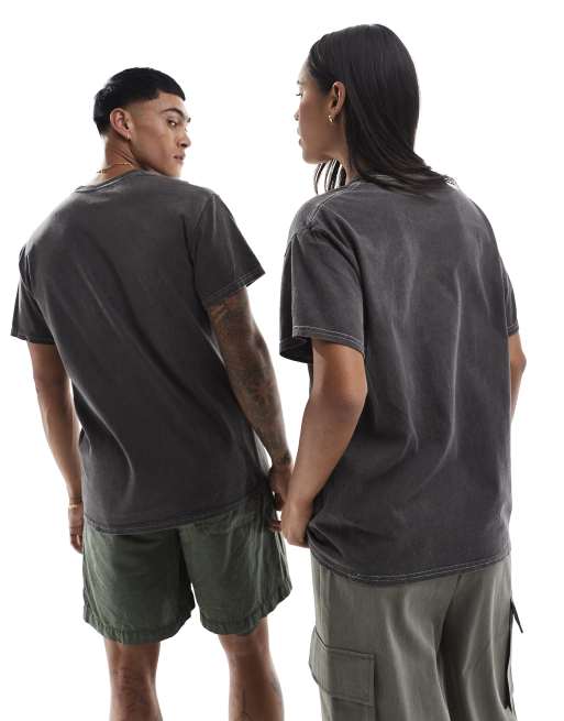 PRNT Cosmic cowgirl front print washed t-shirt in charcoal overdye , 4 of 4