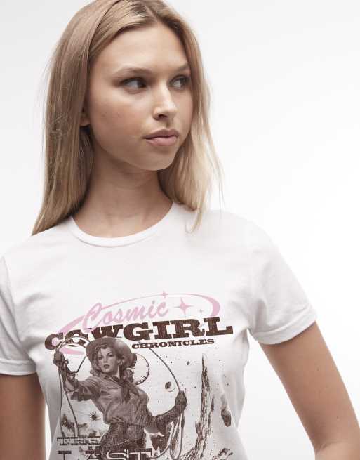 PRNT Cowgirl chronicals cropped t-shirt in white, 2 of 4
