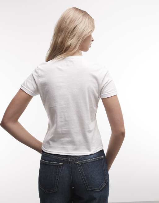 PRNT Cowgirl chronicals cropped t-shirt in white, 4 of 4