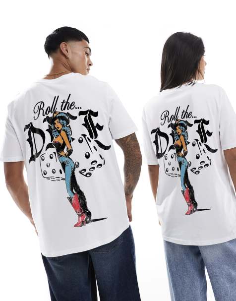 PRNT cowgirl dice t-shirt in white - view 1