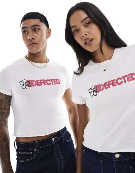 Prnt - Defected Records - floral cropped tee in white  - view 1