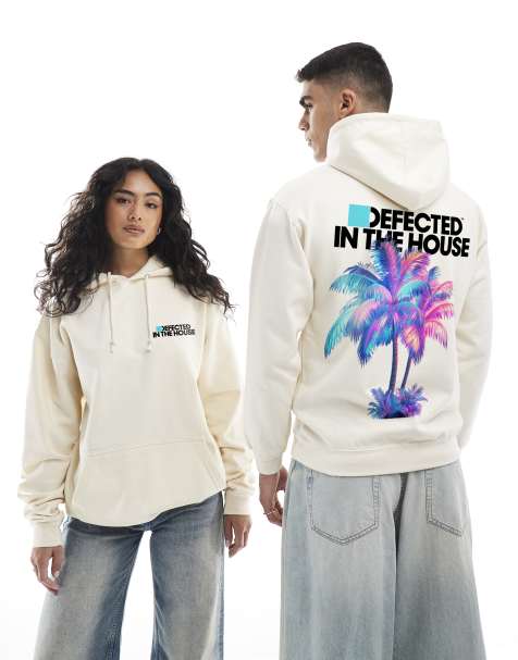 Prnt - Defected Records - in the house palm hoody in vanilla  - view 1