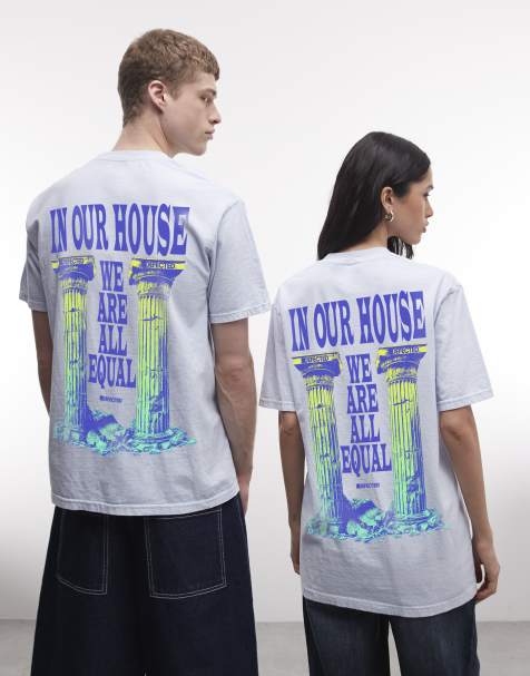 Prnt - Defected Records - pillars t-shirt in blue overdye - view 1