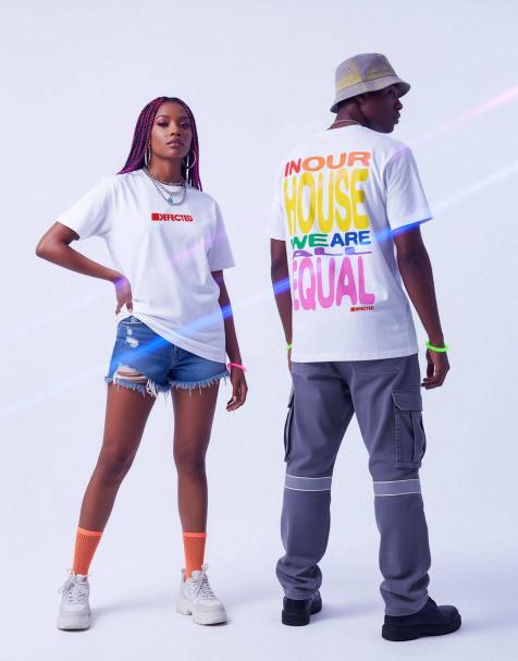 Prnt - Defected Records - pride slogan - supporting just like us for pride 2026 t-shirt in white  - view 1