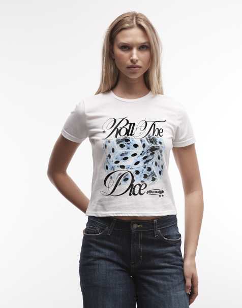 PRNT Dice cube cropped t-shirt in white - view 1