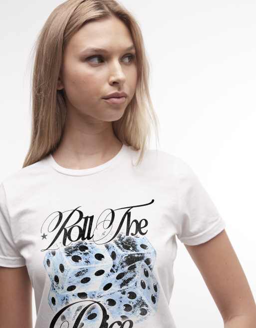PRNT Dice cube cropped t-shirt in white, 2 of 4