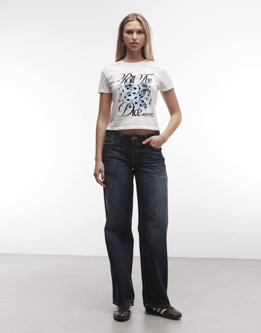 PRNT Dice cube cropped t-shirt in white, 3 of 4