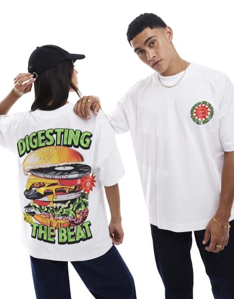 PRNT Digesting the beat oversize t-shirt in white - view 1