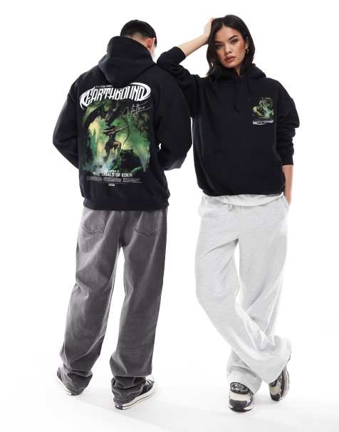 PRNT Earthbound eden front print and back print hood in black - view 1
