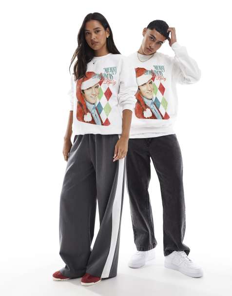 PRNT Elvis merry christmas sweatshirt in white - view 1