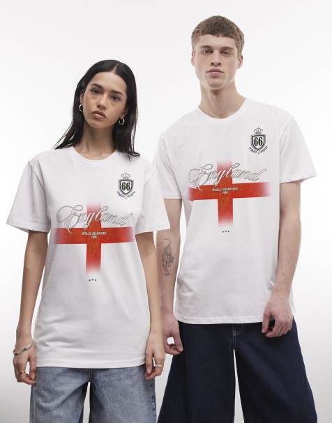 PRNT England cross football graphic relaxed fit t-shirt in white