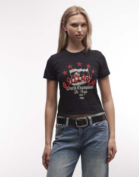 PRNT Espana champions cropped t-shirt in black - view 1