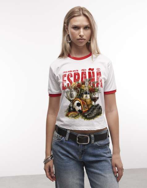 PRNT Espana ringer t-shirt in white