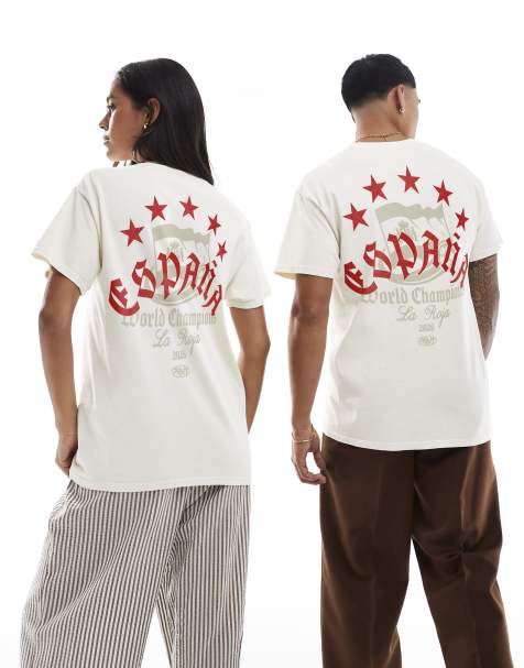PRNT Espana world champions relaxed t-shirt in ecru overdye - view 1