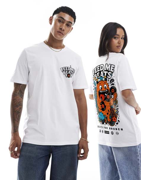 PRNT Feed me beats t-shirt in white - view 1