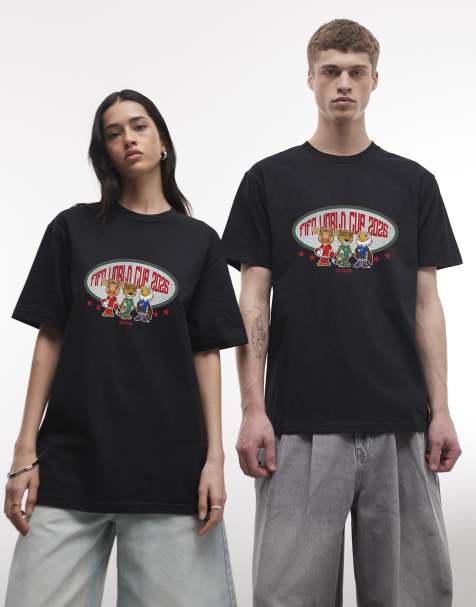 PRNT Fifa world cup mascots relaxed fit t-shirt in black - view 1