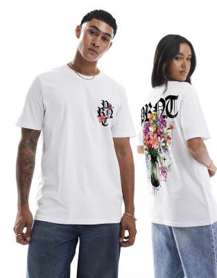 PRNT floral graffiti t-shirt in white  - view 1