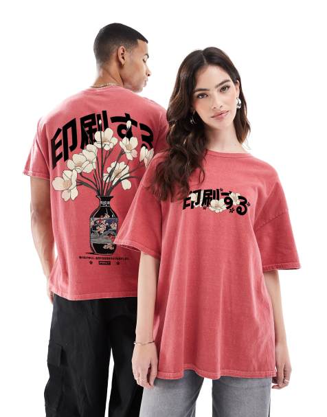 PRNT floral vase t-shirt in red overdye in red overdye - view 1