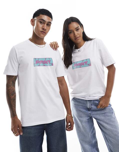 PRNT Gum box logo front print relaxed t-shirt in white 