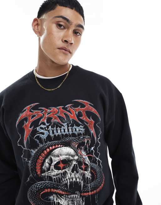 PRNT Halloween snake skull relaxed t-shirt in black, 2 of 4