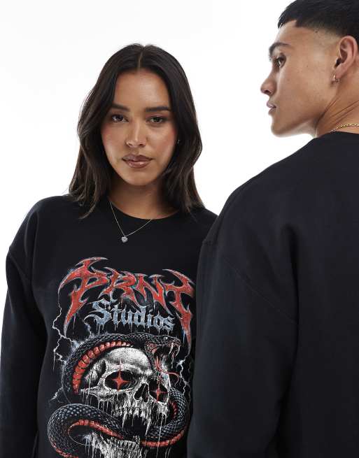 PRNT Halloween snake skull relaxed t-shirt in black, 4 of 4