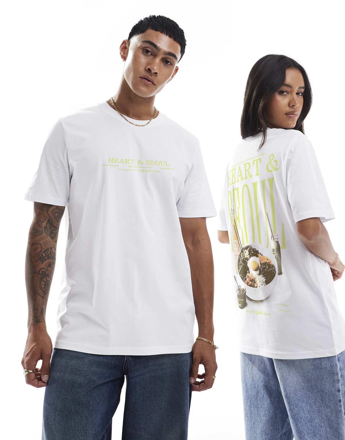 PRNT heart & seoul t-shirt in white