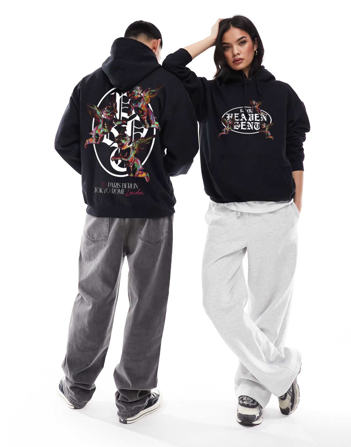 PRNT Heaven sent 3.0 front print and back print hood in black
