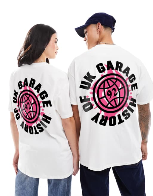 PRNT History of garage white graphic t-shirt front and back print in white