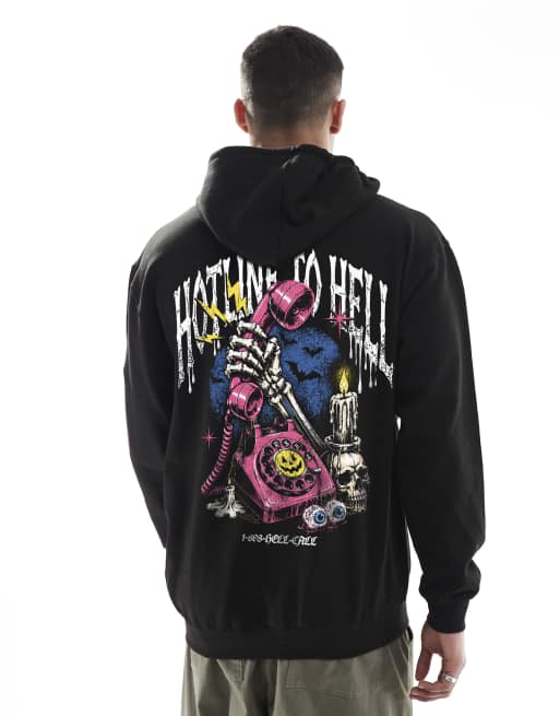 PRNT Hotline relaxed hoody in black, 2 of 4