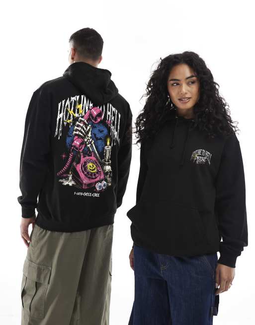 PRNT Hotline relaxed hoody in black, 3 of 4