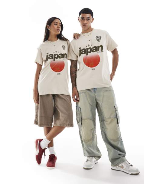 PRNT Japan football graphic relaxed fit t-shirt in sand