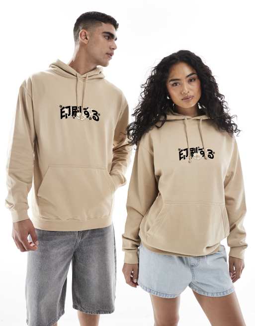 PRNT Japanese vase relaxed hoody in sand, 3 of 4