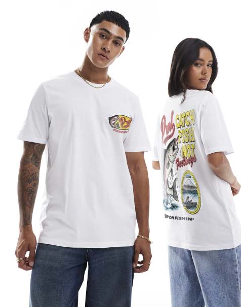 PRNT Keep on fishin relaxed t-shirt in white - view 1