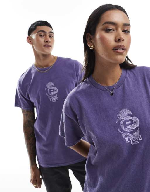 PRNT Kyoto dragon lilac relaxed t-shirt in purple overdye, 4 of 4