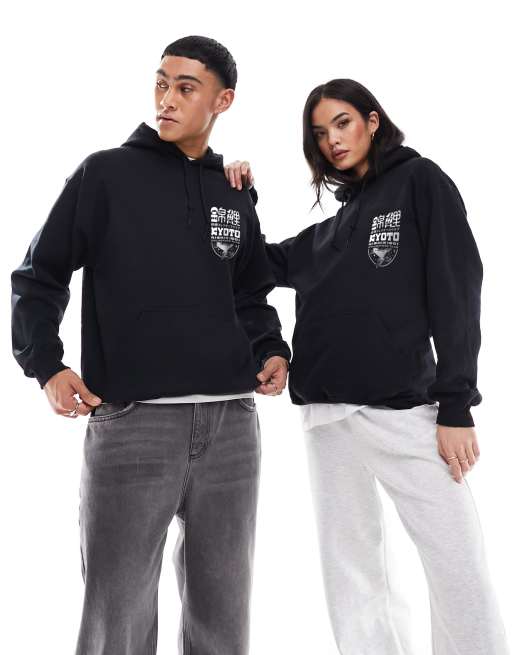 PRNT Kyoto koi club front and back print hood in black , 2 of 4