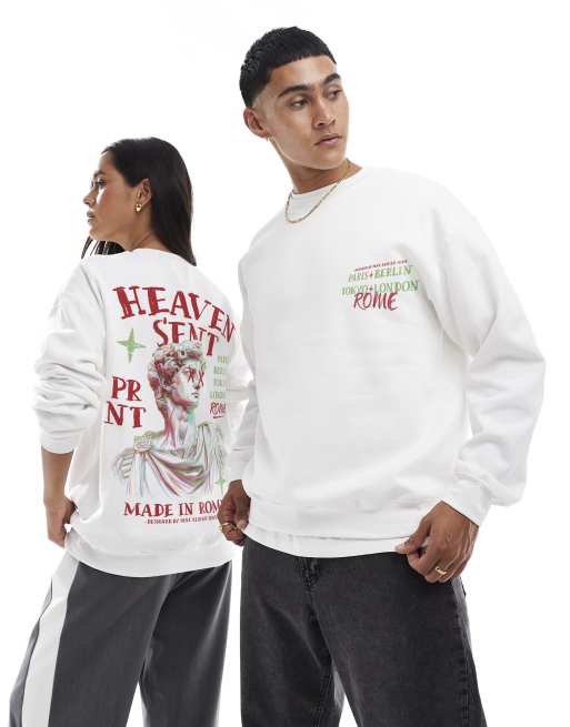 PRNT made in rome front and back print sweatshirt in white