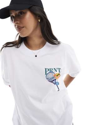 PRNT martinis & matches oversized t-shirt in white  