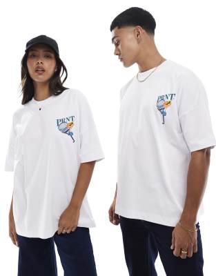 PRNT martinis & matches oversized t-shirt in white  